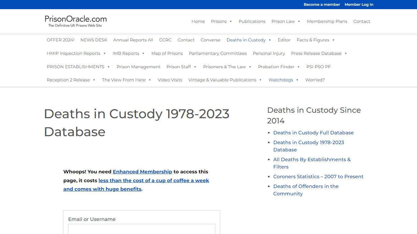Deaths in Custody 1978-2023 Database | THE PRISON ORACLE